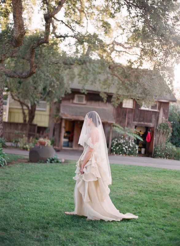 Twigs And Honey Silk And Lace Trim Wedding Veil - Style #222 gallery