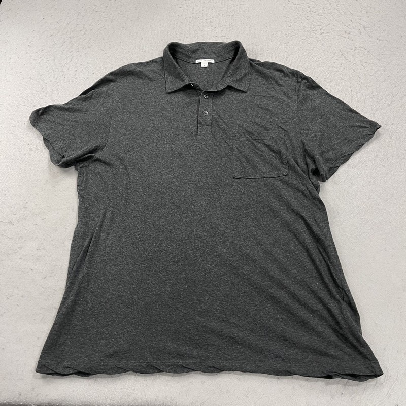 James Perse Polo Shirt Mens XL 4 Gray 100% Cotton Short Sleeve Casual Made USA