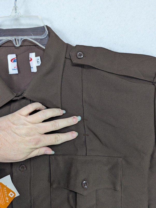 Elbeco Tex-Trop Uniform Shirt Button Up Short Sleeve Workwear Brown Size 17.5 gallery