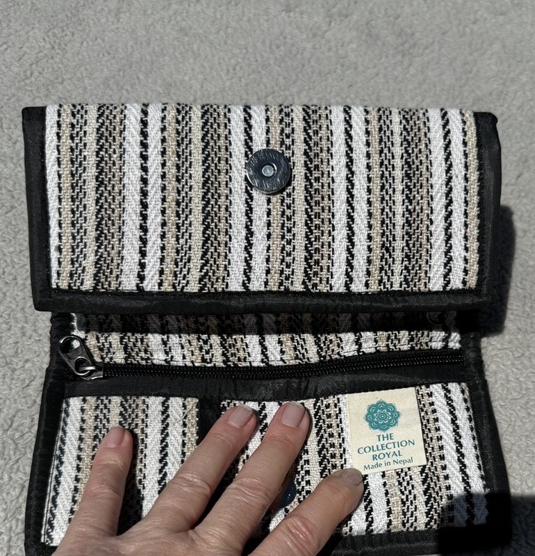 Cotton Tri-Fold Wallet Handmade Boho Daily Wallet Large Natural Nepal Earthbound