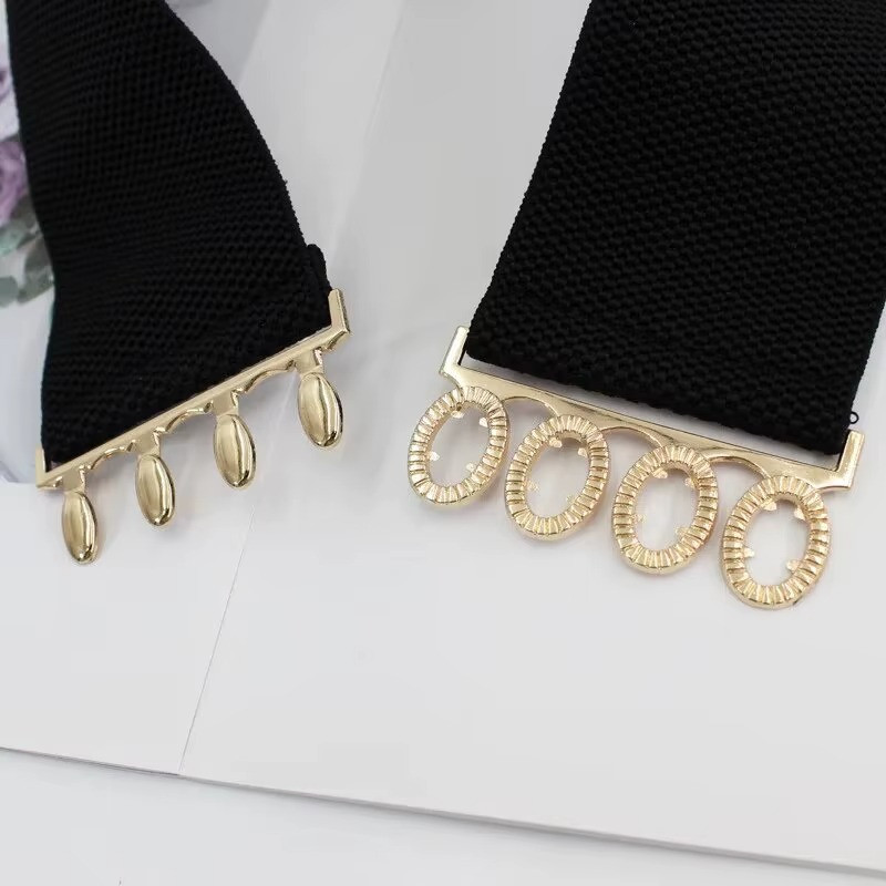 Womens Fashion Elastic Cinch Belt 3" Wide Stretch Waist Band Clasp Buckle gallery