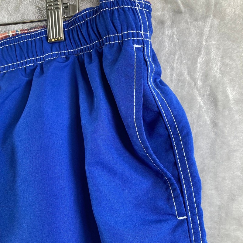 Mens Reversible Plaid and Solid Blue Swim Trunks Board Shorts Multicolored gallery