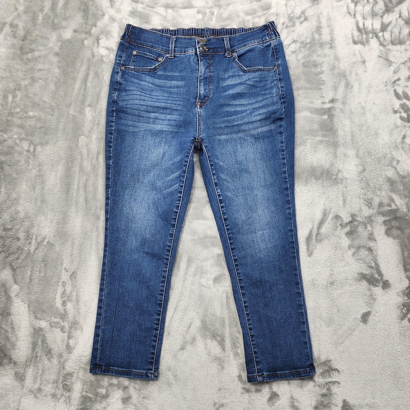 Terra & Sky Jeans Womens 0X 14W Blue High Rise Skinny Crop Jegging Stretch Denim