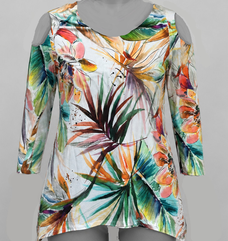 PECK&PECK Womens Top M Multicolor Floral Knitwear Long sleeves Rayon