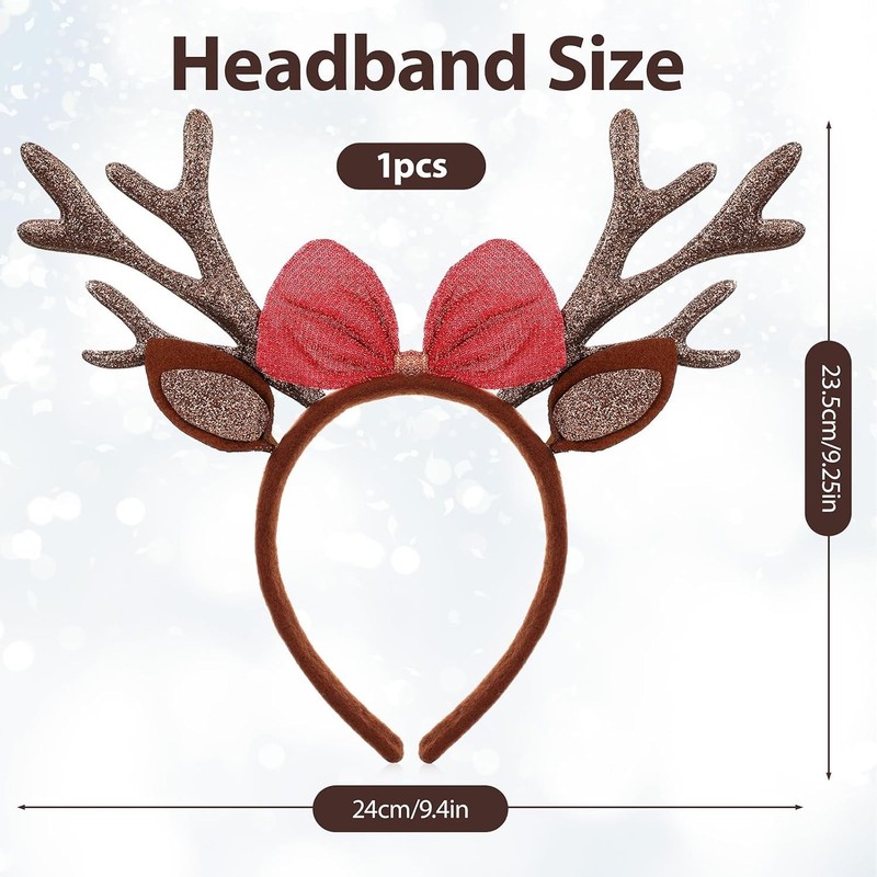 Brown Deer Antlers Headband, Ears Christmas Headbands for Women,... gallery