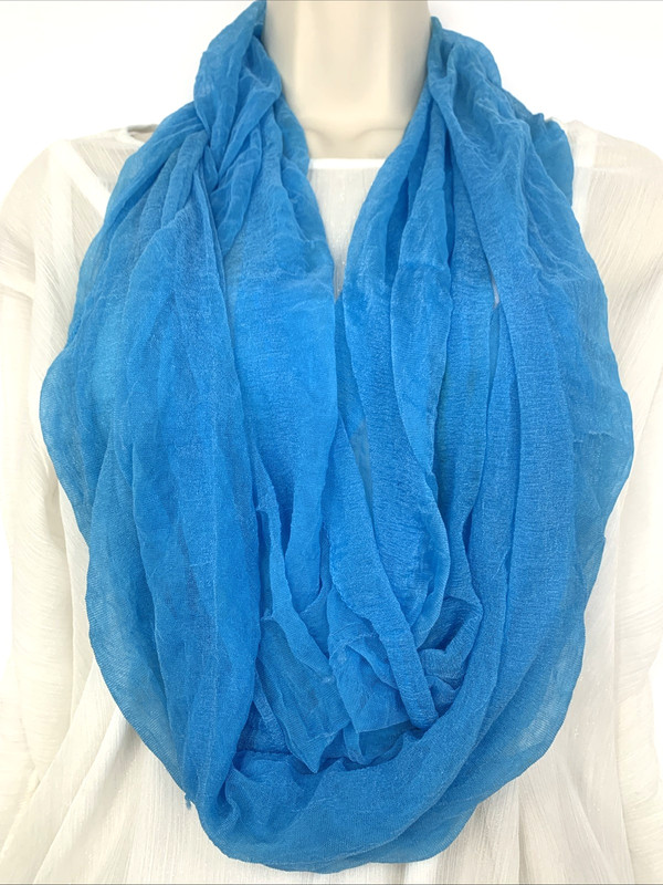 Turquoise Blue Infinity Scarf Striped 14×80″ 100% Polyester