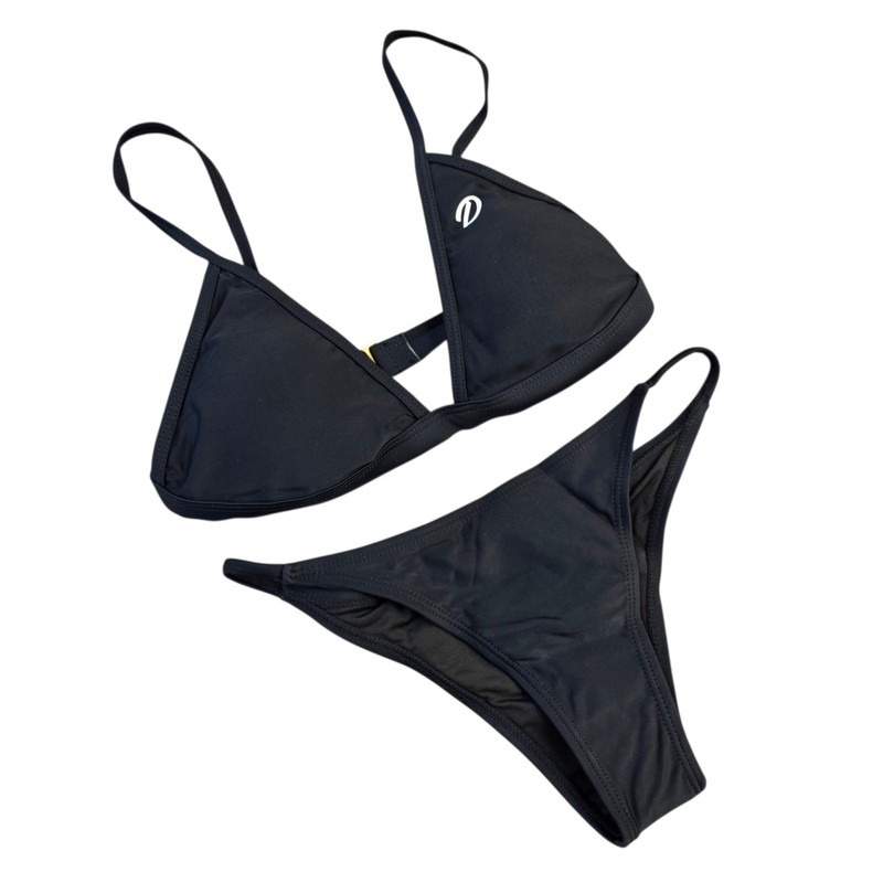 Dixxon Women’s Black 2-Piece Bikini Set Triangle Top Bikini Bottom S