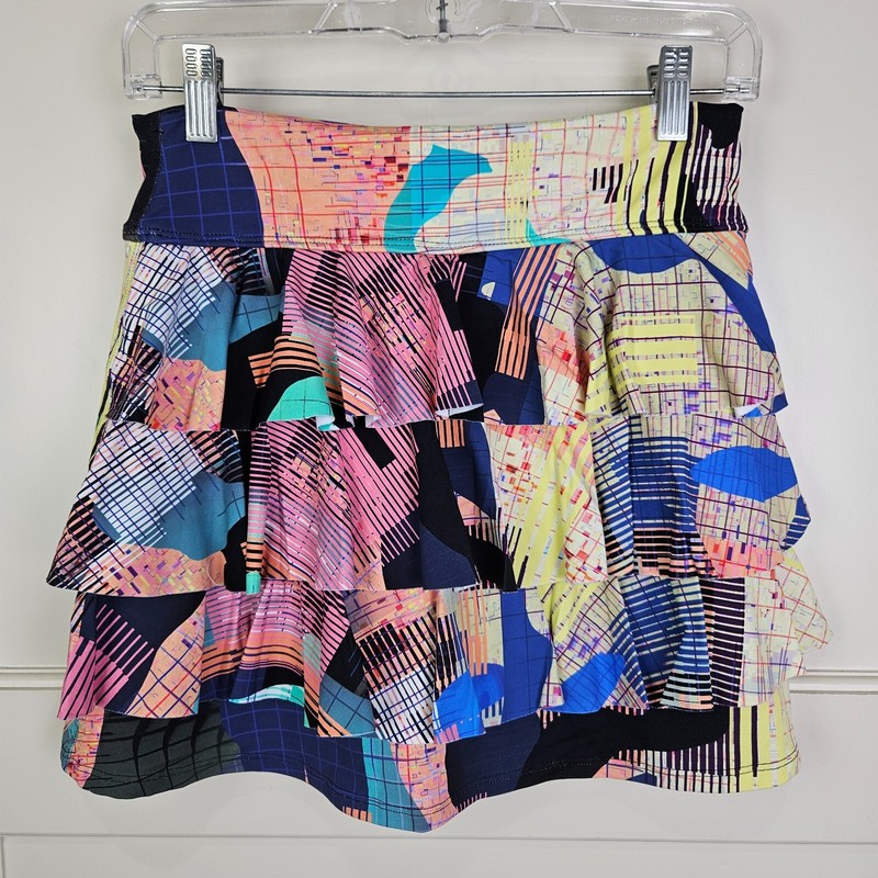 Donajo Skort Womens Size 2 Tiered Skirt w Shorts Colorful Pickle Ball Tennis gallery