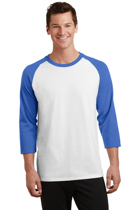 Port & Company Mens 3/4 Sleeve Core Blend Raglan Crew Neck T-Shirt PC55RS