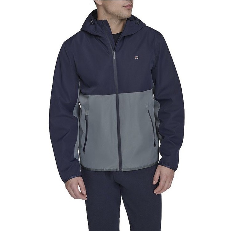 Champion Performance Windbreaker Jacket Navy Hooded Water Resistant