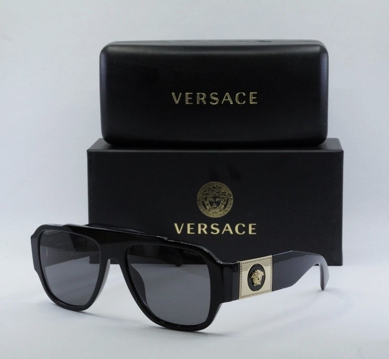 VERSACE VE4436U GB1/81 Black/Dark Grey Polarized 57-18-140 Sunglasses New Aut…
