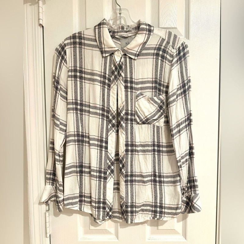 Rails Ivory Gray Plaid Button Down Shirt XS Signature Soft Lightweight Flannel gallery