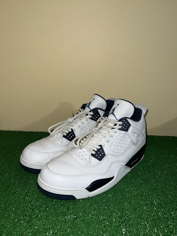 Nike Air Jordan 4 Retro LS White Legend Blue Midnight Navy 314254-107 Size 13