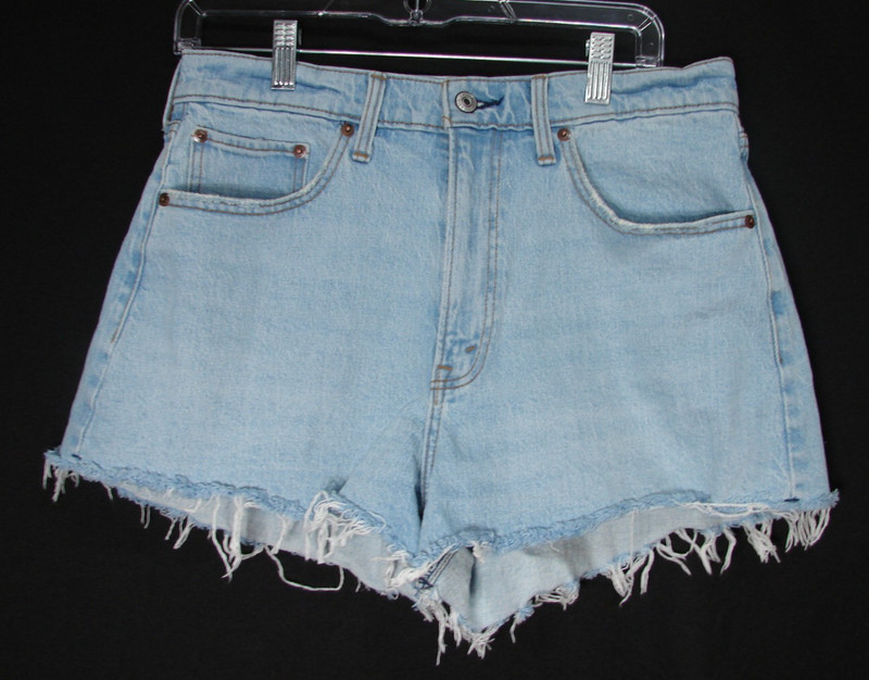 Abercrombie Fitch Curve Love 30 Mom Shorts High Rise Blue Jean Denim Distressed