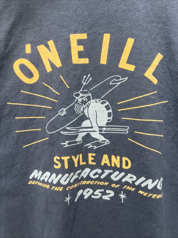 O’Neill Tshirt Mens X Large standard fit Graphic Tee Grey Yellow Ski Surf