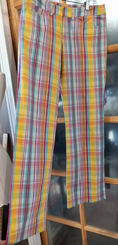 Lacoste Pants Plaid Bright Multicolor Croc Pockets New w/o tags Sz EU 36 -US 4?