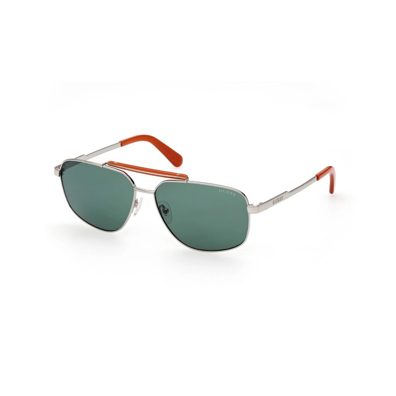 Guess GU00054 08N Silver and Orange Aviator Sunglasses Metal Frame 61-14-140