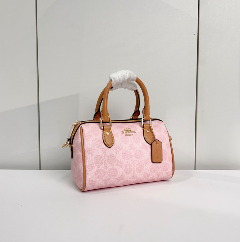 NWT Coach Mini Rowan Crossbody Bag In Signature Canvas CEK79 Powder Pink Brown