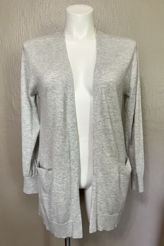 Member’s Mark Cashmere Blend Cardigan Womens Gray Open Front Pockets Size M