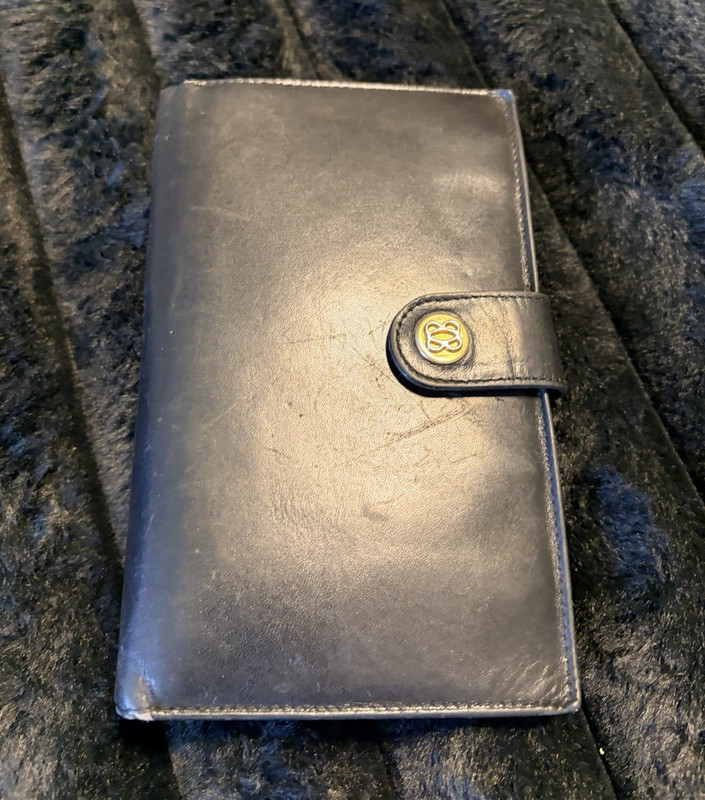 Bosca Black Men’s Long Wallet Clutch Strap Closure Coin Compartment Folding