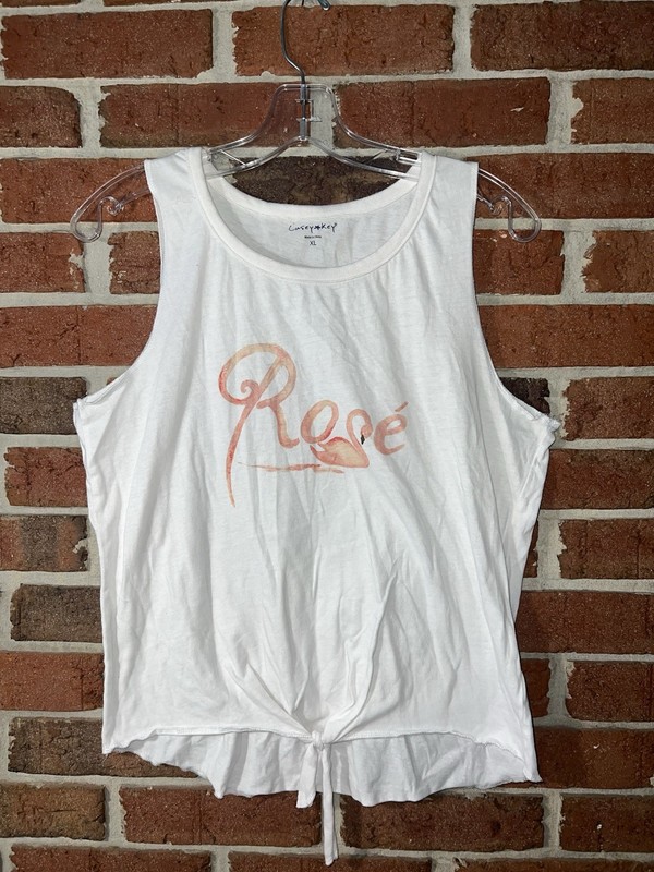 Casey Key Rosè Flamingo Tank Top Size XL White