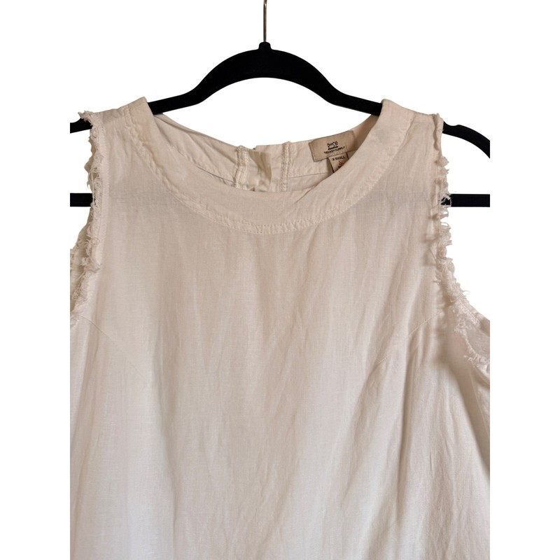 Summer Boho Coastal Festival Thread & Supply Linen Blend Button Back Top XS gallery