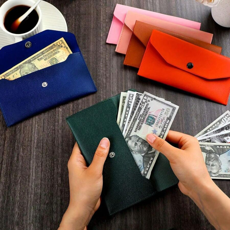 Cash Envelope Wallet PU Leather Pouch Money Organizer Storage Bag Women Moneybag gallery