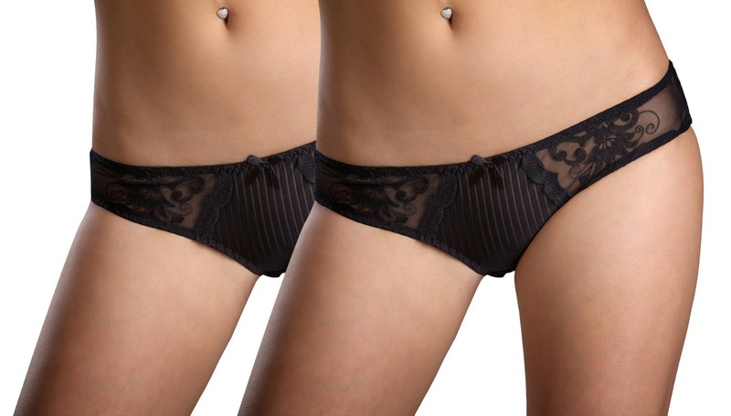 Alegro Lingerie Fleur de Leis Cheeky Satin Brief Bikini Panty 9052D 2PACK
