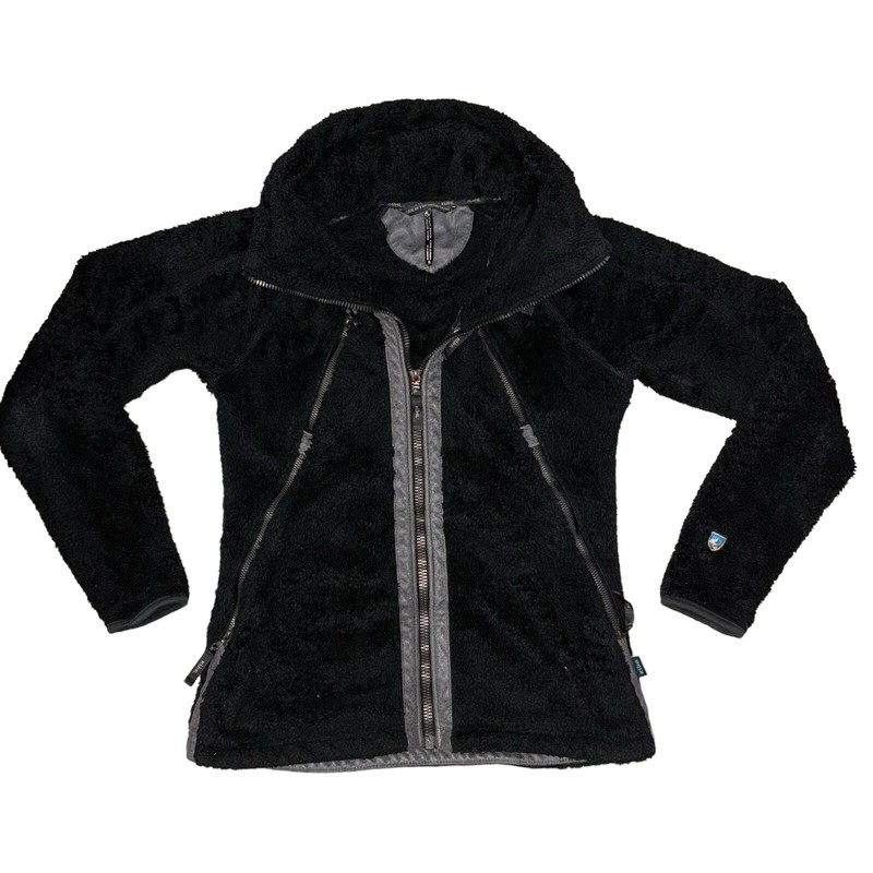 Kuhl Flight Fuzzy Black Hooded Flight Jacket Womens Size Small