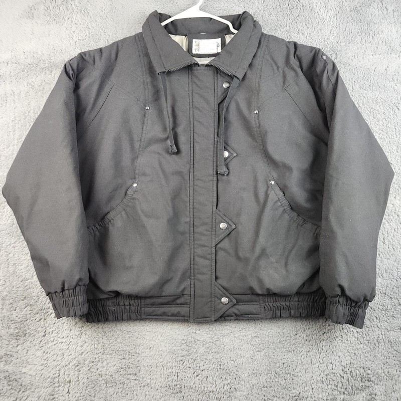 VTG Snap Front Full Zip Black Bomber Jacket Women’s 18W Quilt Lined Minimalist