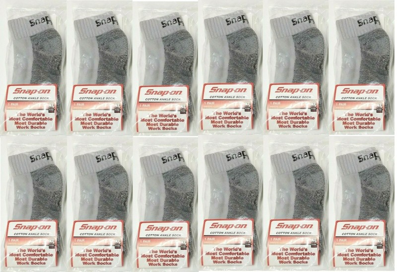 12 PAIRS Men’s GRAY Snap-On Ankle Socks X-LARGE *FREE SHIPPING* MADE IN USA *NEW