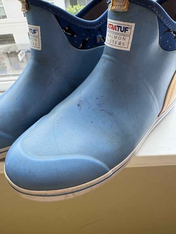 XTRATUF Salmon Sisters Waterproof Pull-On Ankle Rain Boots Blue/Yellow Men 11 gallery