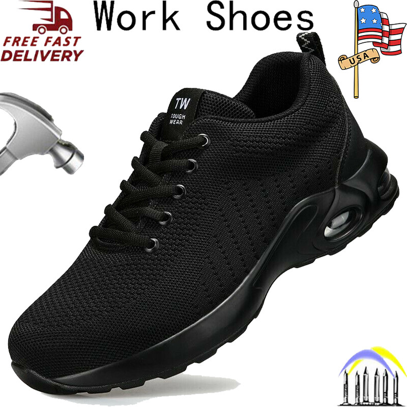 Mens Non Slip Work Shoes Steel Toe Boots Lightweight Breathable Safety Sneaker