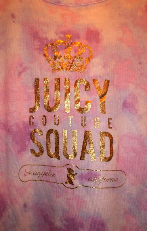 JUICY COUTURE PINK PURPLE & GOLD METALLIC Lounge T- SHIRT Top Size XLARGE NWT gallery