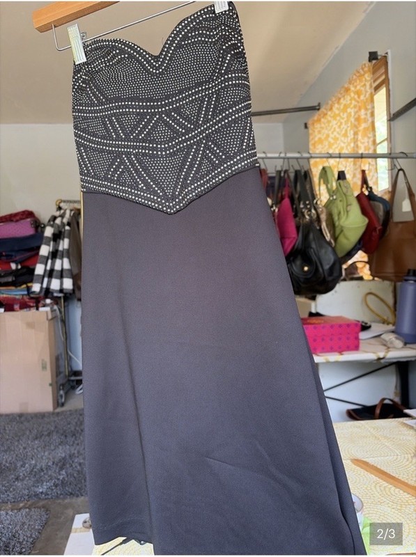 B Darlin Black Strapless Beaded Corset Mini Dress gallery