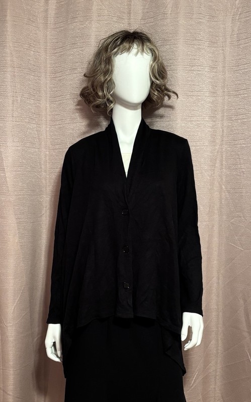 NWT Talbots Women’s Size PXL Black Rayon Blend Asymmetrical Long Sleeve Wrap