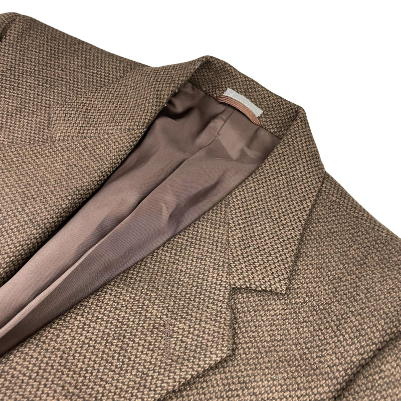 VTG Barneys New York Men’s 100% Wool Leather Buttons Tweed Blazer Brown • 38S