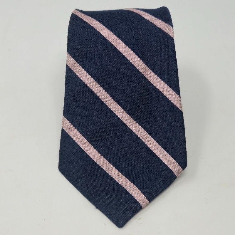 carl michaels FOR STERN’S Navy and Pale Pink Diagonal Repp Stripe All Silk Tie