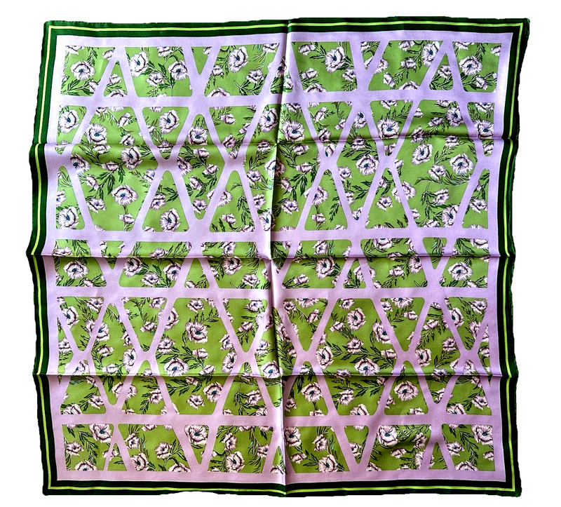 35″x35″ Purple Flowers Print Pure Mulberry Twill Silk 14momme Scarf 88x88cm4-33
