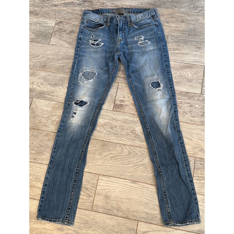 American Eagle Skinny Jeans 32×36 Blue Distressed Core Flex 32 x 36 Denim Mens