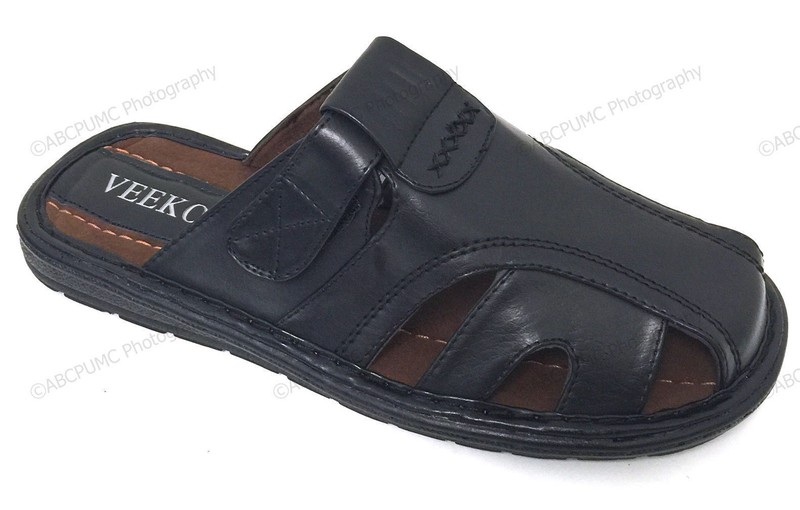 Brand New VEEKO Mens Slides Sandals Closed Toe Hook and Loop Fisherman Slipper