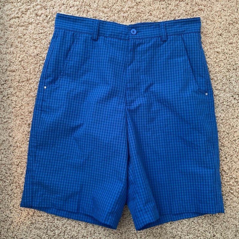 Men’s Bolle Golf Tech Shorts Blue Checked Size 32