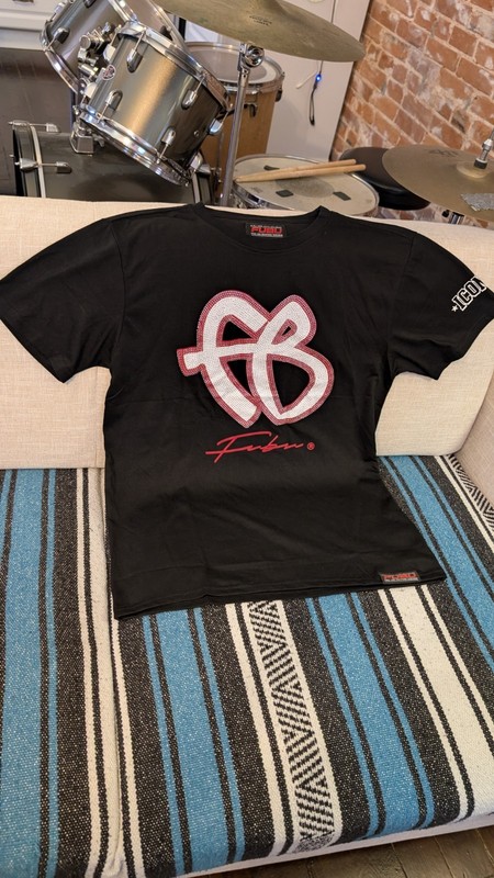 NWT FUBU Men’s Medium Black T-Shirt Rhinestone Bling Graphic Logo Iconic M New
