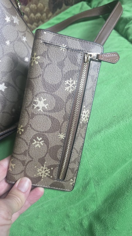 Coach Signature Logo Snowflake Print Crossbody Zip Bag w/ Matching Zip Wallet gallery