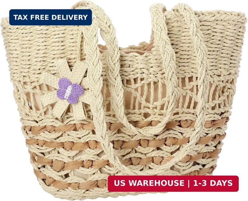 Trifabricy Beach Bags for Women, Summer Straw Bag, Woven Straw Beach Tote Bag Sh