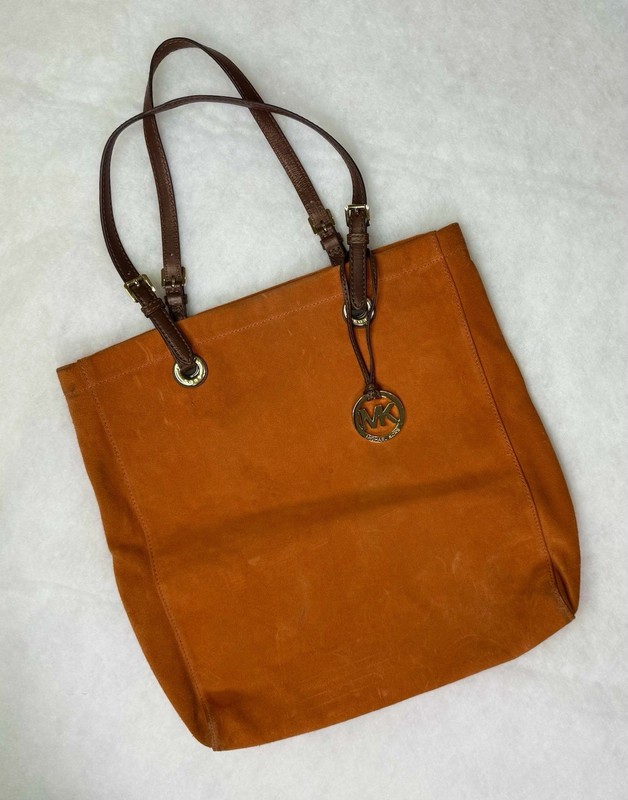 Michael Kors Orange Suede Tote Shoulder Bag