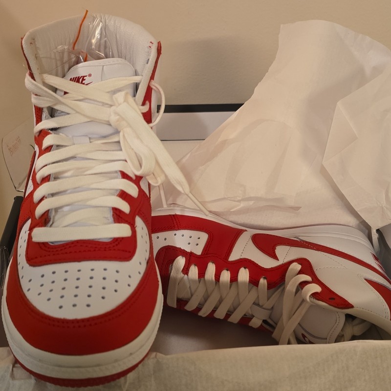 Nike Terminator High SP Men’s High Top Leather Lace-Up Sneakers Red/White gallery