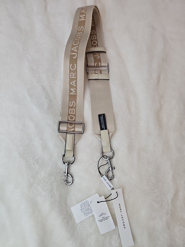 NWT Marc Jacobs The Logo Webbing Bag Strap Beige Marshmallow Silver Hardware