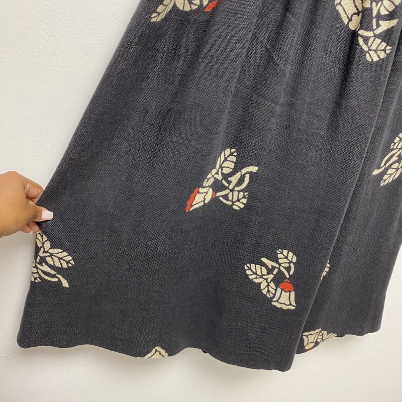 VTG 80s Valentino Boutique A-Line Midi Skirt Womens Gray Floral French 12 S gallery