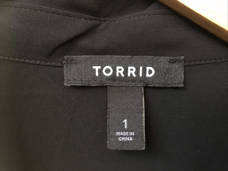 Torrid Black Collared Semi-Sheer Balloon Sleeve Tunic Blouse Tie Hem High Low 1X gallery